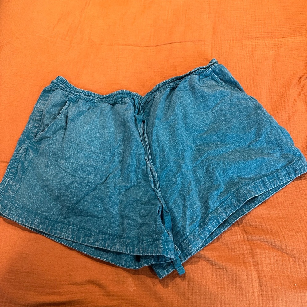 Time and Tru Women's Turquoise Linen Blend Shorts